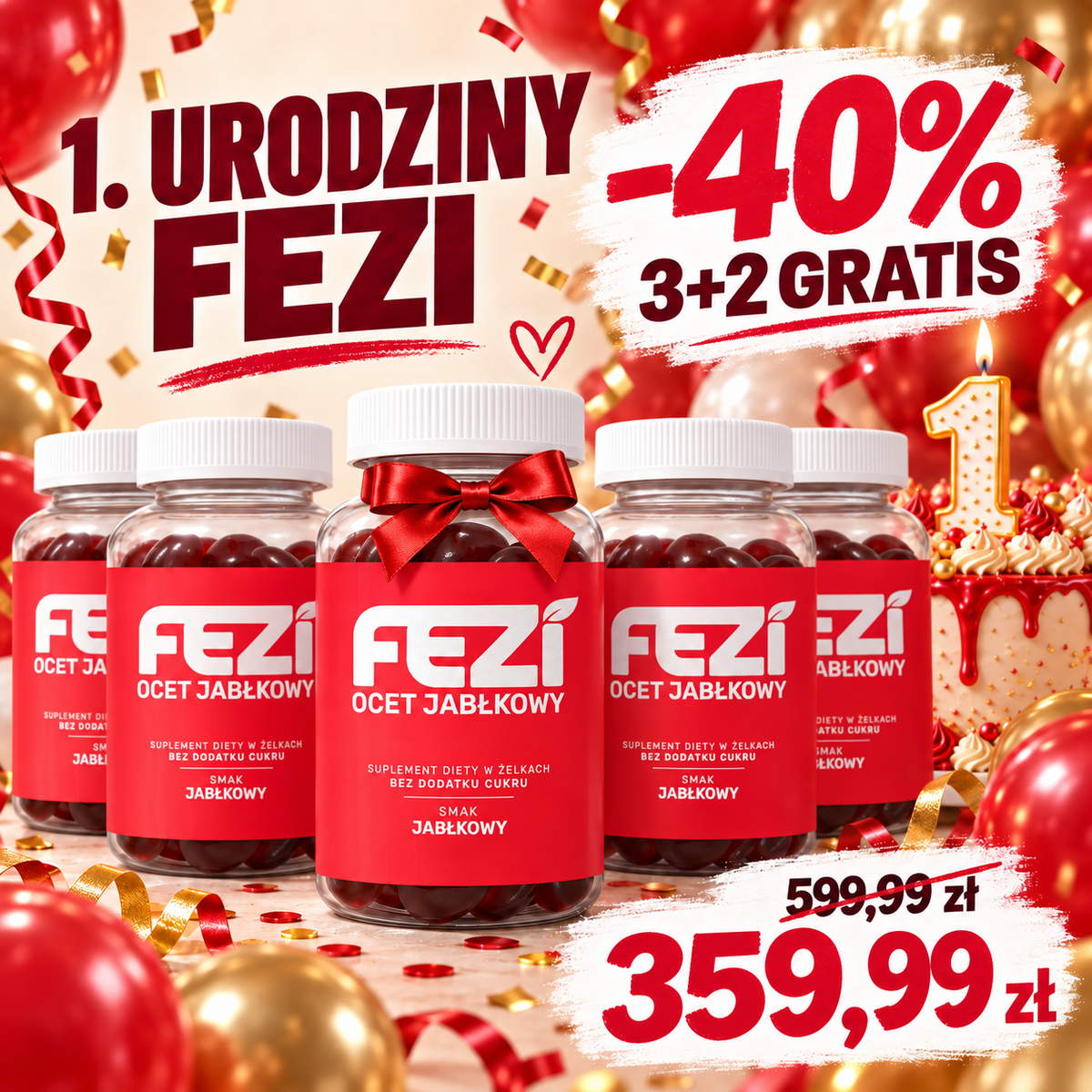 FEZI Ocet Jabłkowy 3+2 GRATIS