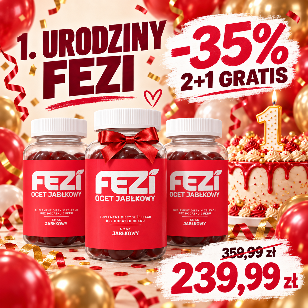 FEZI Ocet Jabłkowy 2+1 GRATIS
